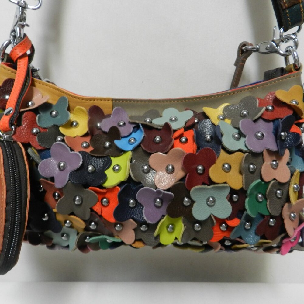 Ameri Leather Flower Applique Crossbody Bag Handb… - image 4